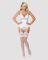 Сатиновий мереживний корсет Obsessive 810-COR-2 babydoll & thong L/XL, білий, корсет, танга
