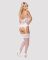 Сатиновий мереживний корсет Obsessive 810-COR-2 babydoll & thong L/XL, білий, корсет, танга