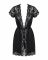 Сатиновий відкритий пеньюар на поясі Obsessive 810-PEI–1 peignoir black S/M, чорний