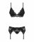 Мереживний комплект білизни Obsessive 810-SEG-1 L/XL Black, бюстгальтер, стрінги, пояс для панчіх