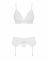 Мереживний комплект білизни Obsessive 810-SEG-1 L/XL White, бюстгальтер, стрінги, пояс для панчіх