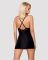 Сатиновий комплект для сну з мереживом Obsessive 828-CHE-1 chemise & thong S/M, чорний, сорочка, стр
