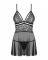 Еротичний мереживний комплект із сіточкою Obsessive 838-BAB-1 babydoll & thong black L/XL, чорний, п