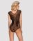 Бодістокінг із великої сітки з мереживом Obsessive B112 teddy XL/XXL, чорний, з доступом