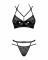 Еротичний комплект під латекс зі стрепами Obsessive Bagirela 2-pcs set S/M, чорний, під леопард, бюс