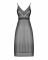 Напівпрозора довга сорочка Obsessive Estiqua chemise M/L, чорний, асиметричний крій