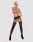 Панчохи-стокінги з рослинним малюнком Obsessive Garter stockings S206 black S/M/L чорні, імітація га