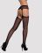 Сітчасті панчохи-стокінги з квітковим малюнком Obsessive Garter stockings S207 XL/XL, чорні, доступ