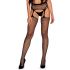 Панчохи-стокінги із сітки різного розміру Obsessive Garter stockingsS815S/M/L, чорні, з доступом