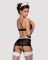 Еротичний костюм покоївки Obsessive Maidme set 5pcs S/M, бюстгальтер, пояс з фартухом, панчохи