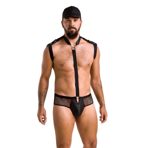 Комплект еротичної чоловічої білизни Passion 038 JOHN SET L/XL Black, боді, кепка
