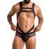 Чоловіче еротичне сітчасте боді Passion 045 VICTOR L/XL Black, екошкіра, сітка