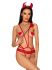Еротичний костюм чортика зі стреп Obsessive Evilia teddy red L/XL