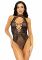 Leg Avenue Net and lace halter bodysuit OS Black