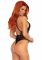 Мереживне боді Leg Avenue Floral lace thong teddy Black, шнурівка на грудях, one size