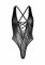 Мереживне боді Leg Avenue Floral lace thong teddy Black, шнурівка на грудях, one size