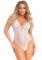 Мереживне боді Leg Avenue Floral lace thong teddy White, шнурівка на грудях, one size