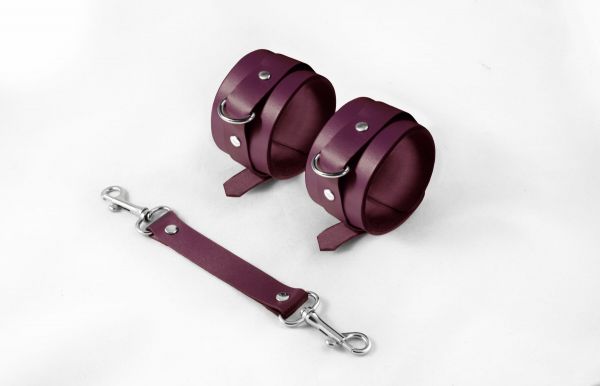 Наручники Feral Feelings - Hand Restraints Burgundy, натуральна шкіра