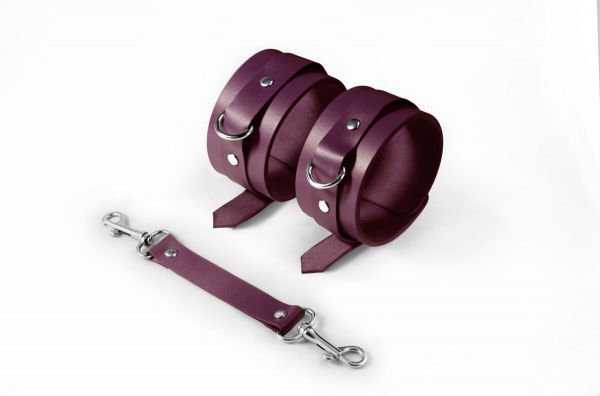 Поножі Feral Feelings – Ankle Restraints Burgundy, натуральна шкіра