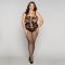 Сітчастий бодістокінг JSY «Ніжна Люсі» Plus Size, black, імітація боді, імітація шнурівки