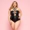 Сексуальне боді JSY «Пристрасна Лорейн» Plus Size Black, люверси, стрепи, екошкіра, шнурівка