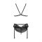 Комплект з відкритим доступом Passion DELIENA SET L/XL black, ліф, стрінги, пояс для панчіх