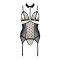 Корсет з відкритими грудьми Passion DOMINICA CORSET L/XL beige, пажі для панчіх, стрінги