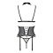 Корсет з відкритими грудьми Passion DOMINICA CORSET L/XL beige, пажі для панчіх, стрінги