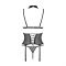 Корсет з відкритими грудьми Passion DOMINICA CORSET L/XL black, пажі для панчіх, стрінги