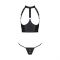 Комплект білизни з відкритими грудьми Passion GENEVIA SET WITH OPEN BRA S/M black, корсет, стрінги