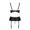 Корсет з відкритими грудьми Passion JANNIES CORSET L/XL black, стрінги в наборі