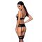 Корсет з відкритими грудьми Passion JANNIES CORSET L/XL black, стрінги в наборі