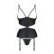 Корсет з відкритими грудьми Passion JANNIES CORSET S/M black, стрінги в наборі