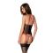 Корсет з пажами Passion SATARA CORSET L/XL red, стрінги, мереживо, застібки спереду та ззаду