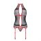 Корсет з пажами Passion SATARA CORSET XXL/XXXL red, стрінги, мереживо, застібки спереду та ззаду