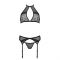 Комплект білизни Passion SATARA SET XXL/XXXL black, топ, пояс для панчіх, стрінги