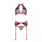 Комплект білизни Passion SATARA SET L/XL red, топ, пояс для панчіх, стрінги
