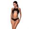 Боді з відкритим доступом Passion TASMINA BODY XXL/XXXL, black, екошкіра, шнурівки, ажурні мережива