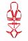 Портупея-тедді з ременів Leg Avenue Studded O-ring harness teddy M Red, екошкіра