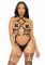(SALE) Портупея-тедді з екошкіри Leg Avenue Heart ring harness teddy S, Black, підвіска-сердечко, ланцюги
