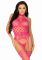 Мереживний бодістокінг з відкритим доступом Leg Avenue High neck lace bodystocking One size Raspberr