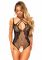 Тедді з відкритим доступом Leg Avenue Net lace crotchless teddy One size Black, шнурівка на спині
