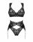 Комплект білизни Obsessive Donna Dream 3-pcs set XS/S Black, бюстгальтер, стрінги, пояс для панчіх