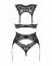 Комплект білизни Obsessive Donna Dream 3-pcs set XS/S Black, бюстгальтер, стрінги, пояс для панчіх