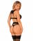 Комплект білизни Obsessive Donna Dream 3-pcs set M/L Black, бюстгальтер, стрінги, пояс для панчіх
