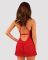 Прозора сорочка бебі-дол Obsessive Lacelove babydoll & thong XS/S Red, мереживо, стрінги
