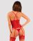 Прозорий корсет Obsessive Lacelove corset M/L Red, мереживо, підв’язки для панчіх