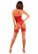 Прозорий корсет Obsessive Lacelove corset XL/2XL Red, мереживо, підв’язки для панчіх