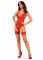 Прозорий корсет Obsessive Lacelove corset XL/2XL Red, мереживо, підв’язки для панчіх