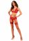 Комплект білизни Obsessive Lacelove cupless 3-pcs set M/L Red, бюстгальтер, стрінги, пояс для панчіх